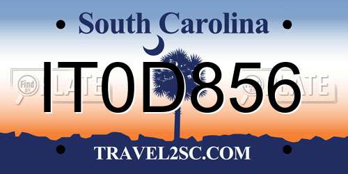 IT0D856 South Carolina License Plate