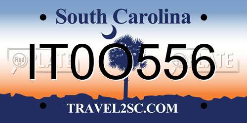 IT0O556 South Carolina License Plate