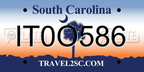 IT0O586 South Carolina License Plate
