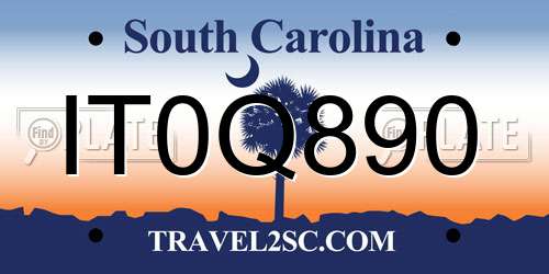 IT0Q890 South Carolina License Plate