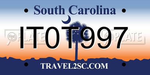 IT0T997 South Carolina License Plate