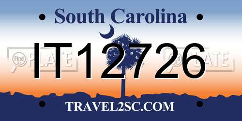 IT12726 South Carolina License Plate