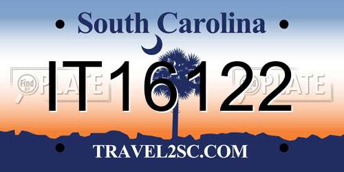 IT16122 South Carolina License Plate