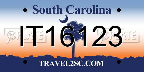 IT16123 South Carolina License Plate