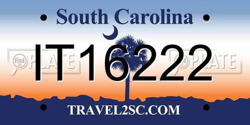 IT16222 South Carolina License Plate