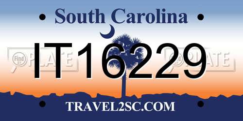 IT16229 South Carolina License Plate