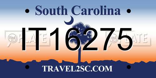 IT16275 South Carolina License Plate