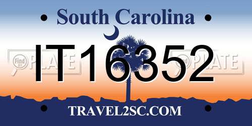 IT16352 South Carolina License Plate
