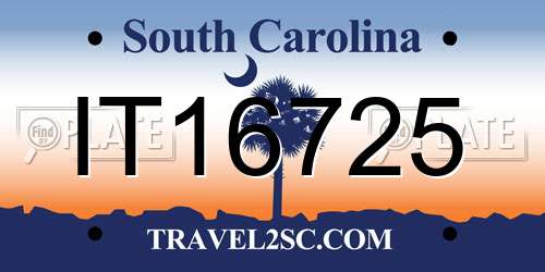 IT16725 South Carolina License Plate