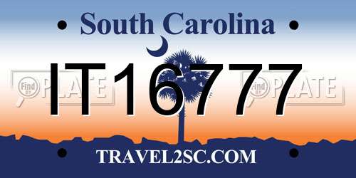 IT16777 South Carolina License Plate