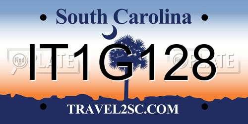 IT1G128 South Carolina License Plate