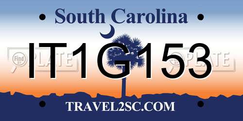 IT1G153 South Carolina License Plate