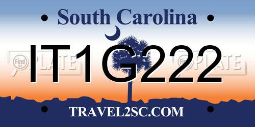 IT1G222 South Carolina License Plate
