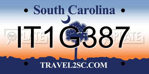 IT1G387 South Carolina License Plate