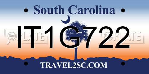 IT1G722 South Carolina License Plate