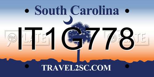 IT1G778 South Carolina License Plate