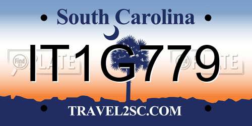 IT1G779 South Carolina License Plate
