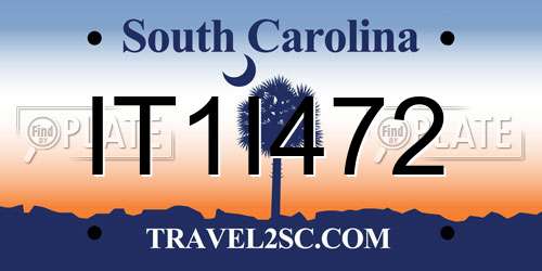 IT1I472 South Carolina License Plate