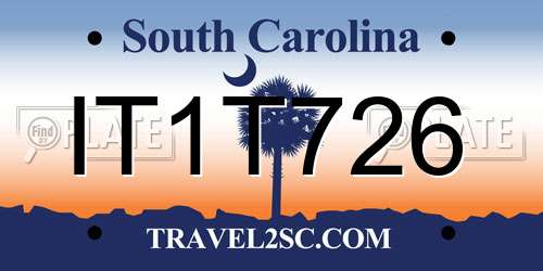 IT1T726 South Carolina License Plate