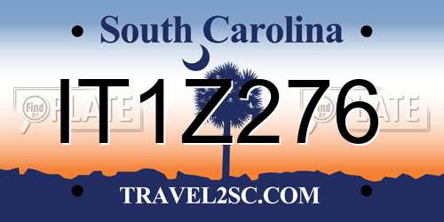 IT1Z276 South Carolina License Plate