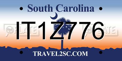 IT1Z776 South Carolina License Plate