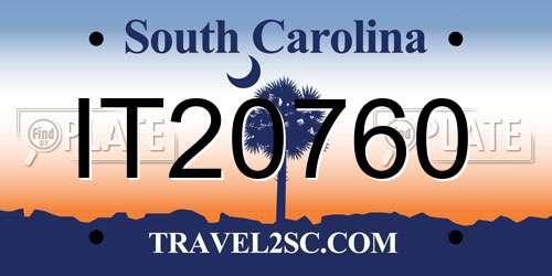 IT20760 South Carolina License Plate