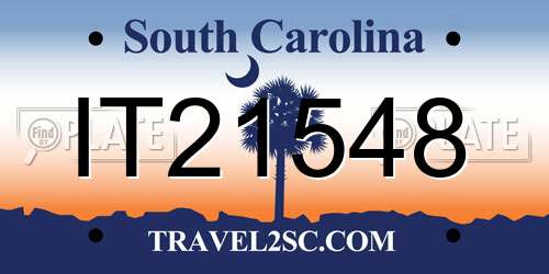 IT21548 South Carolina License Plate