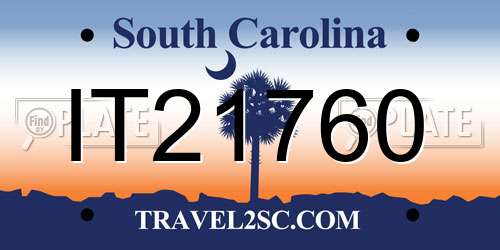 IT21760 South Carolina License Plate