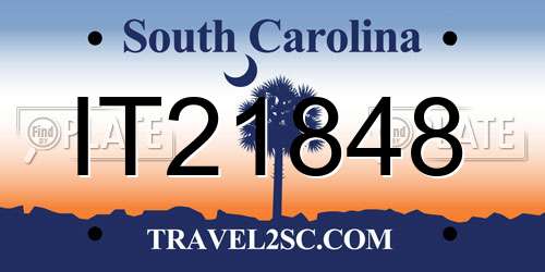 IT21848 South Carolina License Plate