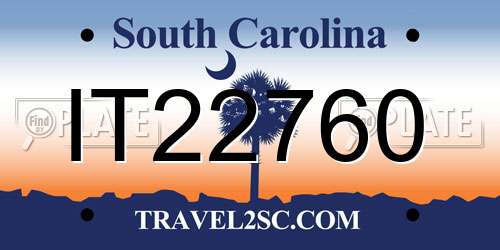 IT22760 South Carolina License Plate
