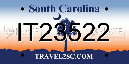 IT23522 South Carolina License Plate