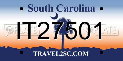 IT27501 South Carolina License Plate