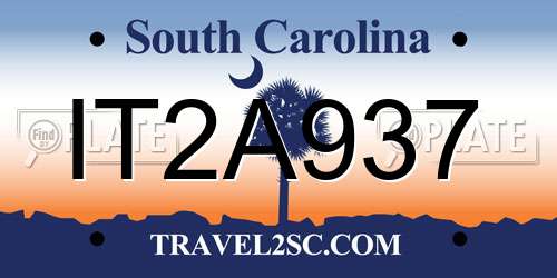 IT2A937 South Carolina License Plate