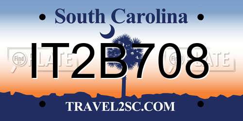 IT2B708 South Carolina License Plate
