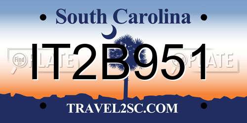 IT2B951 South Carolina License Plate