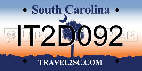 IT2D092 South Carolina License Plate
