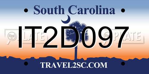 IT2D097 South Carolina License Plate