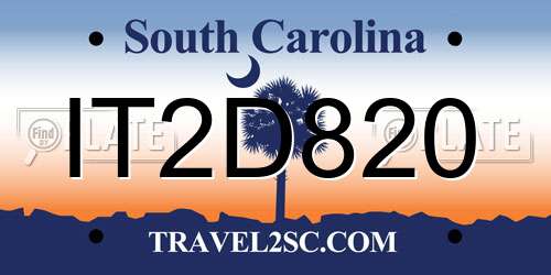 IT2D820 South Carolina License Plate