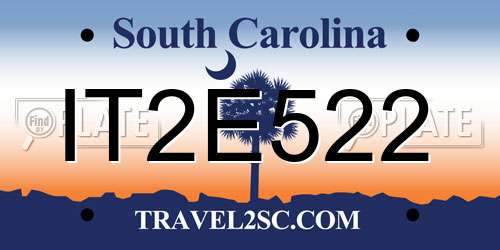 IT2E522 South Carolina License Plate