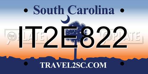 IT2E822 South Carolina License Plate