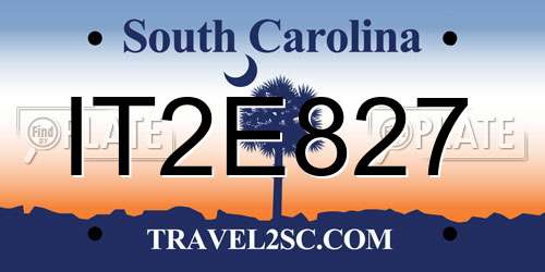 IT2E827 South Carolina License Plate