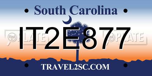 IT2E877 South Carolina License Plate