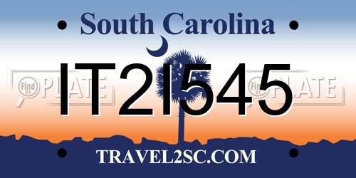 IT2I545 South Carolina License Plate