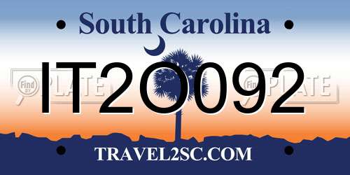 IT2O092 South Carolina License Plate