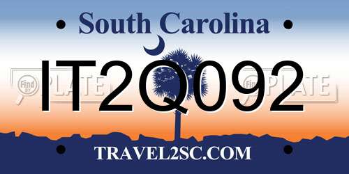 IT2Q092 South Carolina License Plate