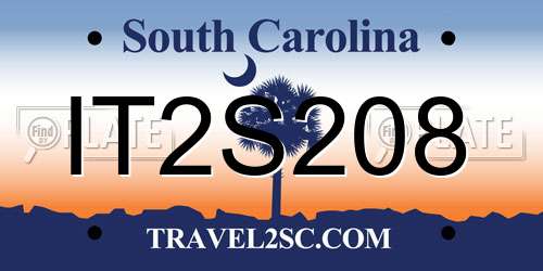 IT2S208 South Carolina License Plate