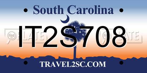 IT2S708 South Carolina License Plate