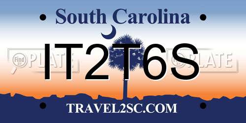 IT2T6S South Carolina License Plate