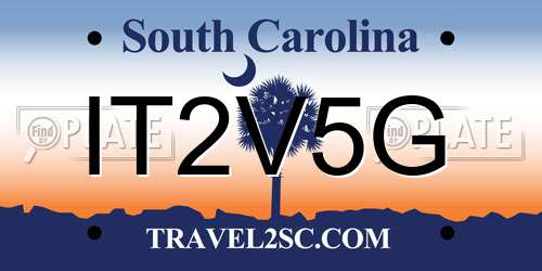 IT2V5G South Carolina License Plate