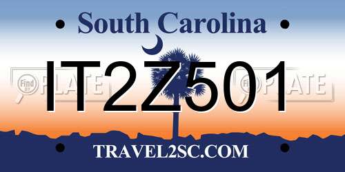 IT2Z501 South Carolina License Plate